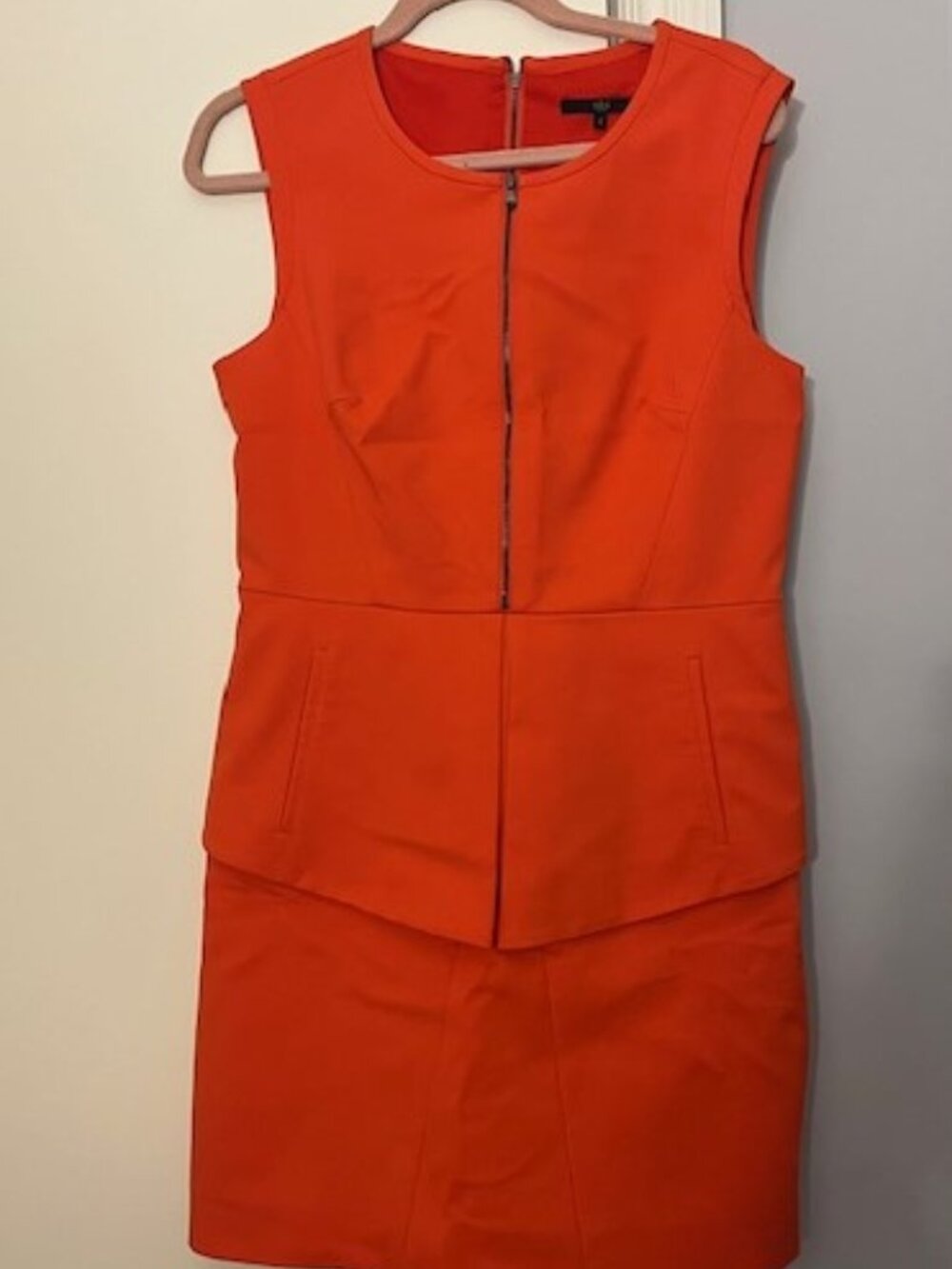 Tibi Orange Peplum Zip-up Dress size 12